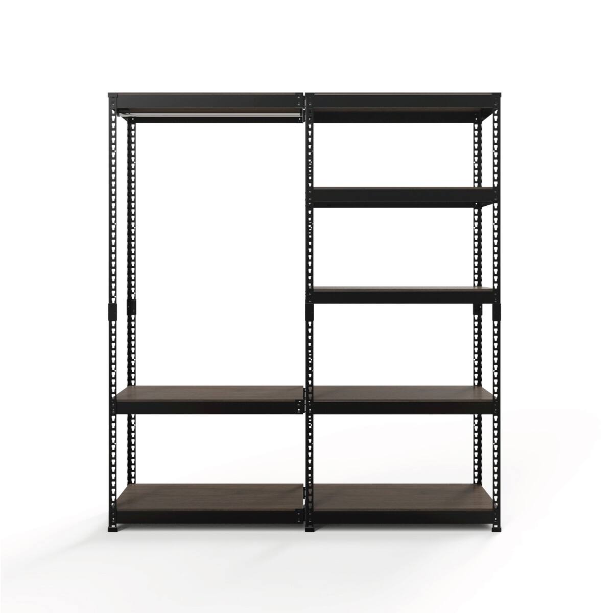 METAL & WOOD】高耐荷重 ハンガーラック 幅81cm×シェルフ5段 幅81cm