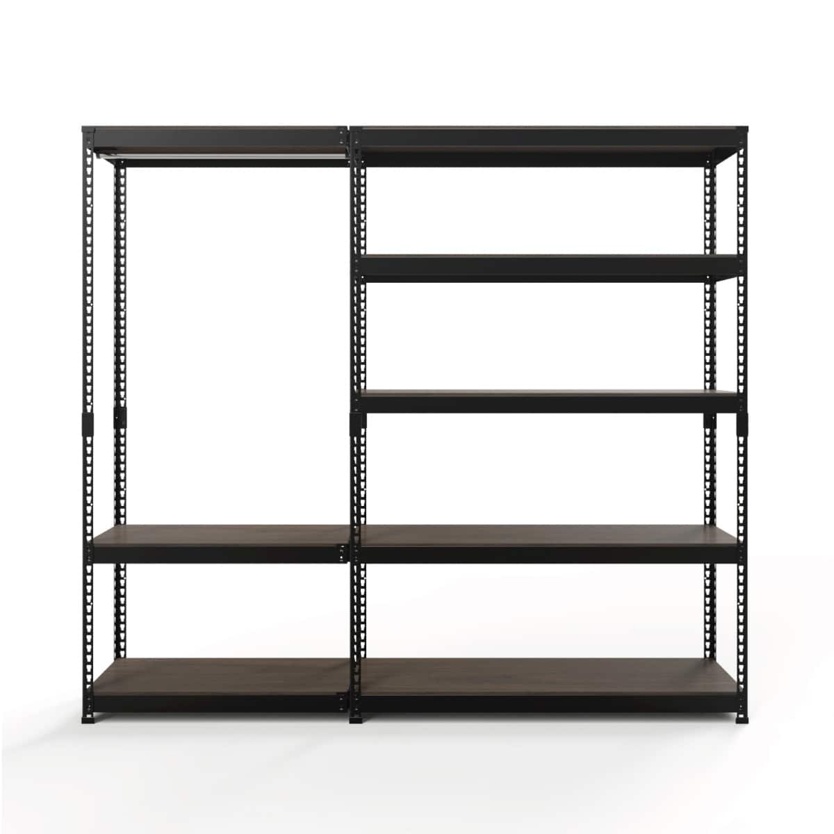 METAL & WOOD】高耐荷重 ハンガーラック 幅81cm×シェルフ5段 幅121cm