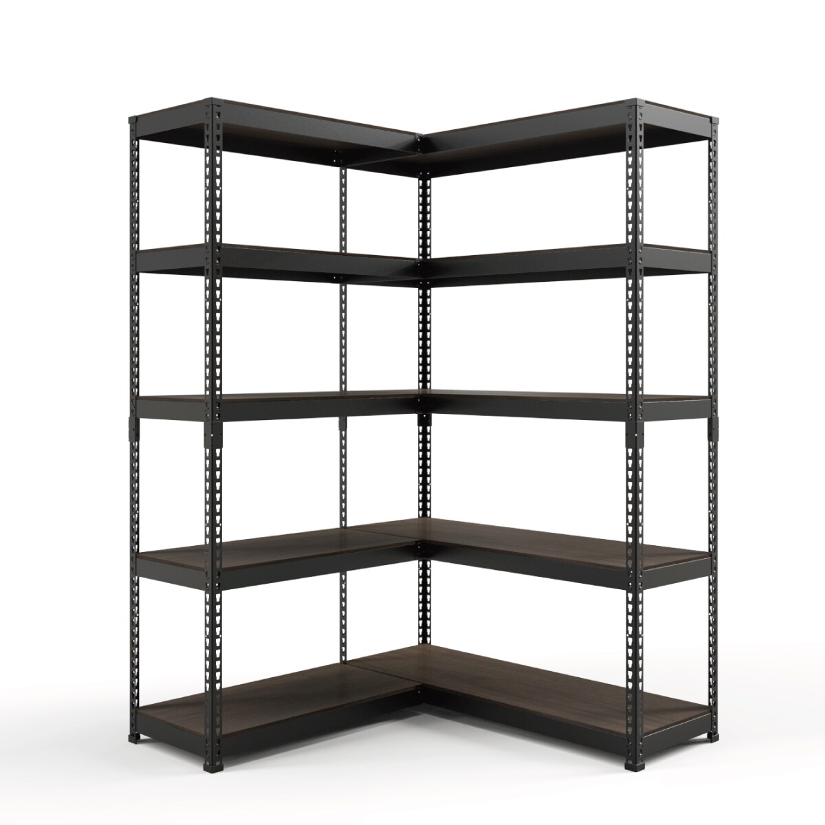 METAL & WOOD】高耐荷重 シェルフ5段 幅81cm×シェルフ5段 幅121cm 連結