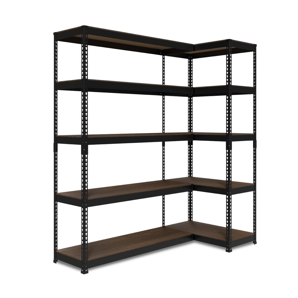 METAL & WOOD】高耐荷重 シェルフ5段 幅81cm×シェルフ5段 幅121cm 連結