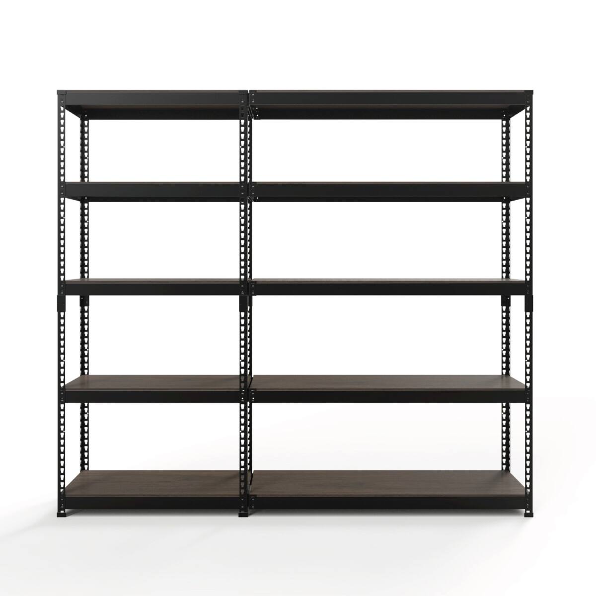 METAL & WOOD】高耐荷重 シェルフ5段 幅81cm×シェルフ5段 幅121cm 連結