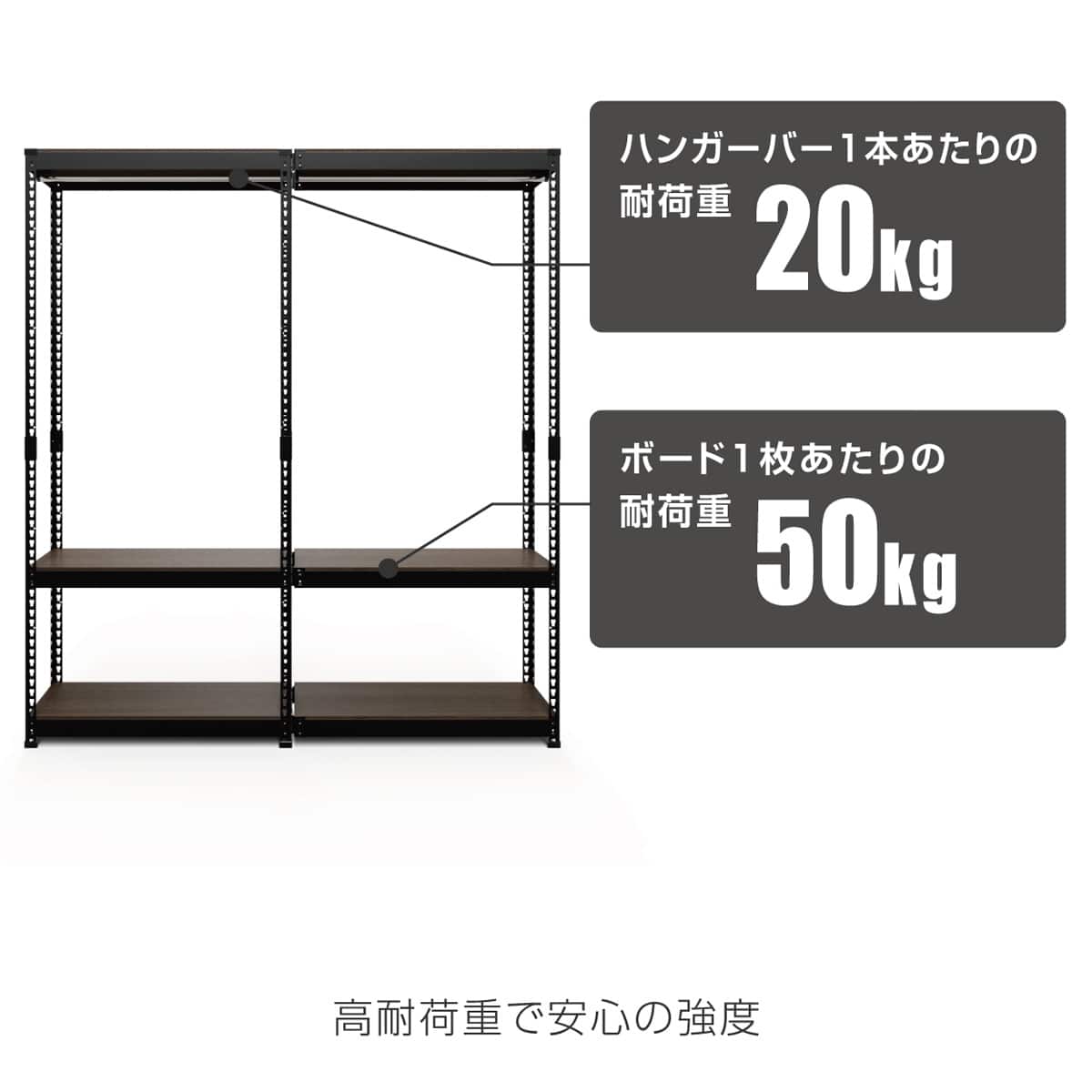 METAL & WOOD】高耐荷重 ハンガーラック 幅81cm×ハンガーラック 幅81cm