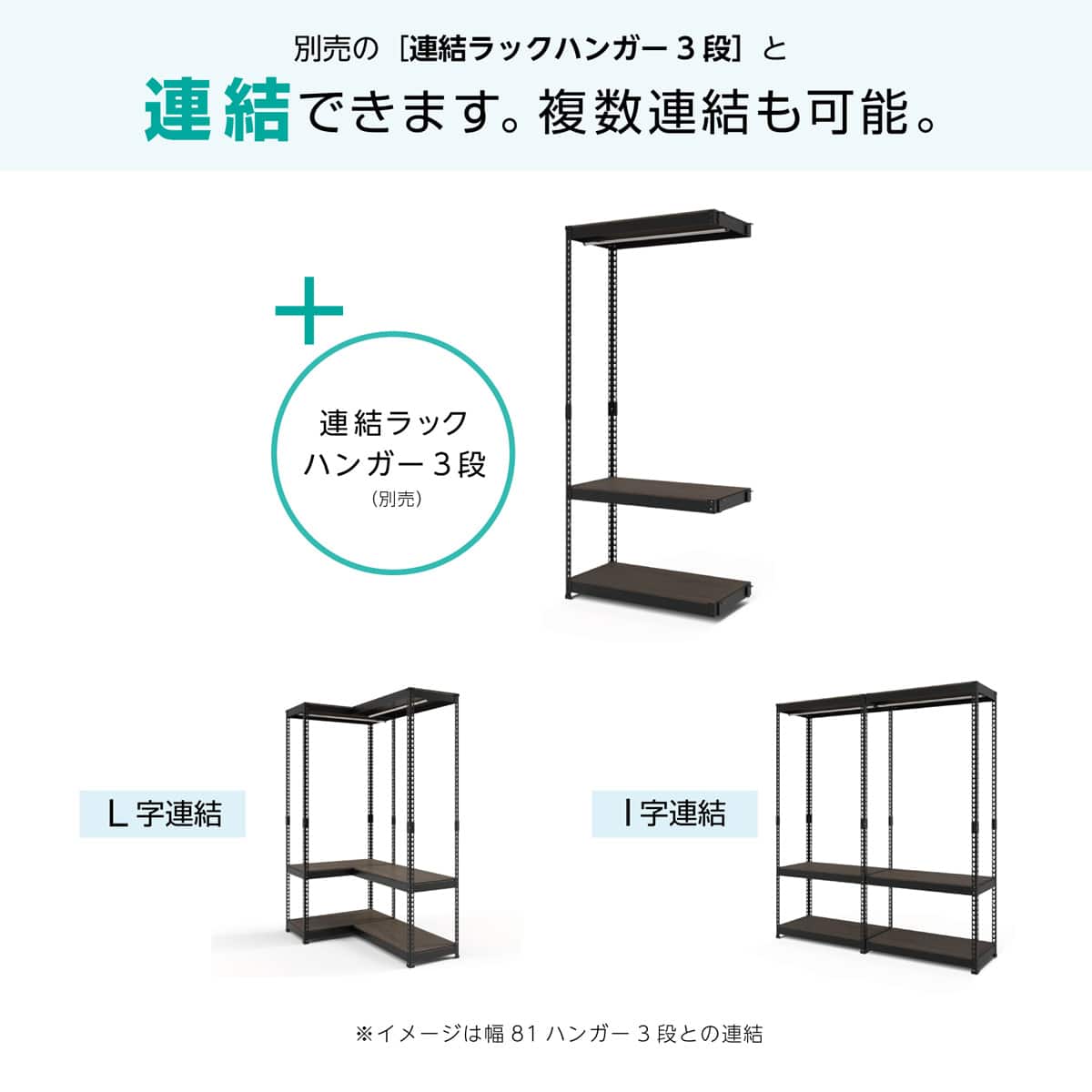 METAL & WOOD】高耐荷重 ハンガーラック 幅81cm×ハンガーラック 幅81cm