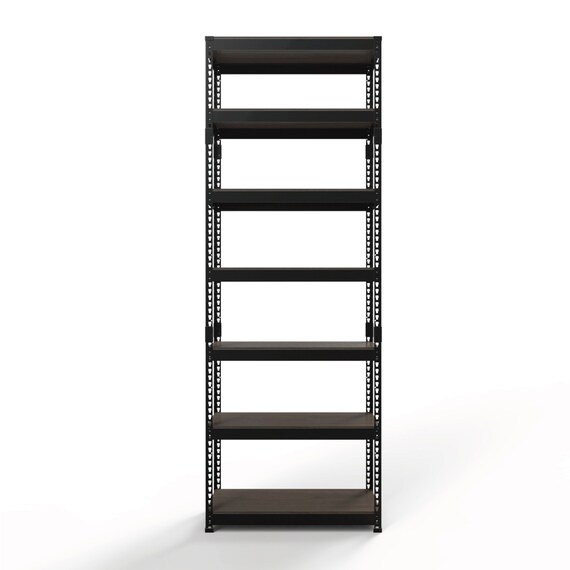 【METAL & WOOD】高耐荷重 シェルフ7段 幅81cm(ブラック/メッシュボード付き) 7枚目画像