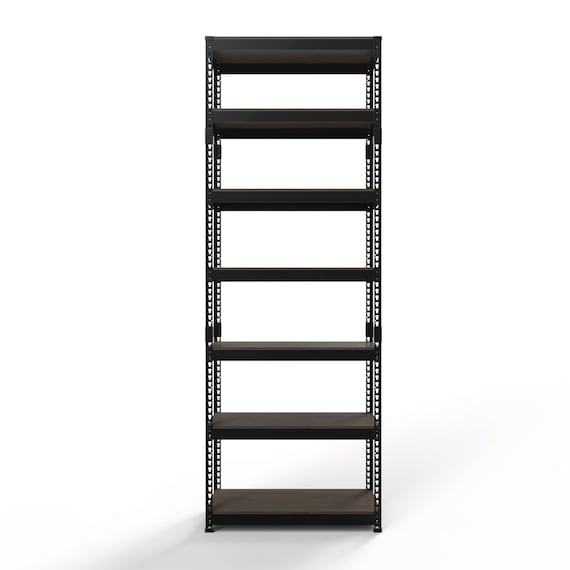【METAL & WOOD】高耐荷重 シェルフ7段 幅81cm(ブラック/メッシュボード付き) 7枚目画像