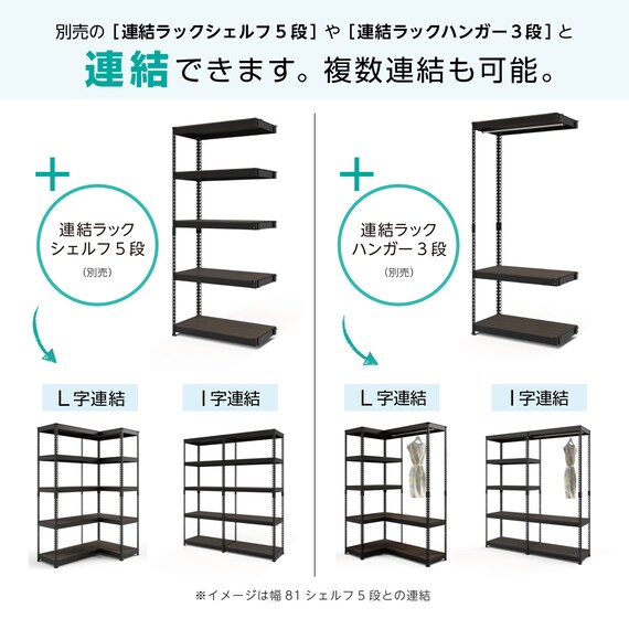 【METAL & WOOD】高耐荷重 シェルフ7段 幅81cm(ブラック/メッシュボード付き) 18枚目画像