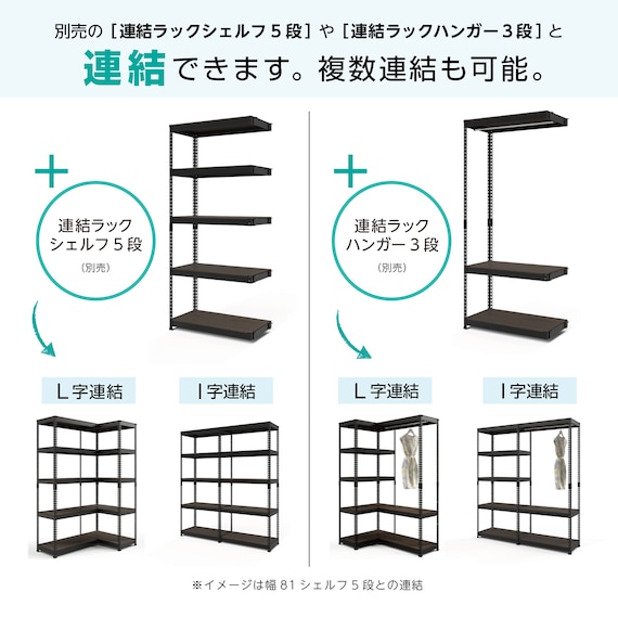 【METAL & WOOD】高耐荷重 シェルフ7段 幅81cm(ブラック/メッシュボード付き) 18枚目画像