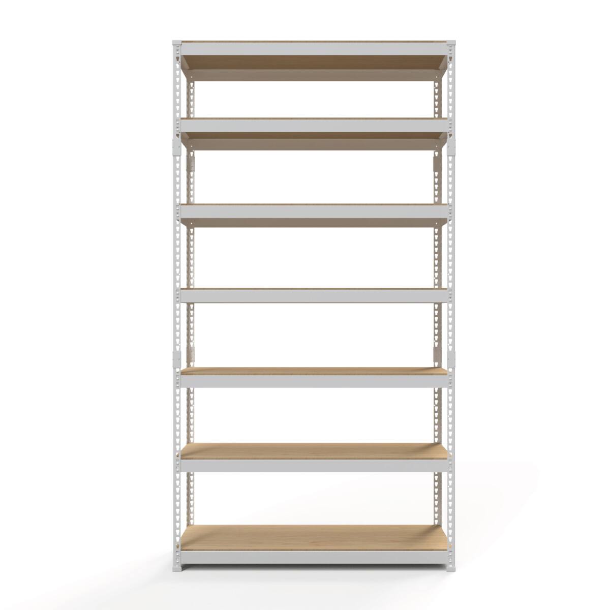 METAL & WOOD】高耐荷重 シェルフ7段 幅121cm(ホワイト/メッシュボード