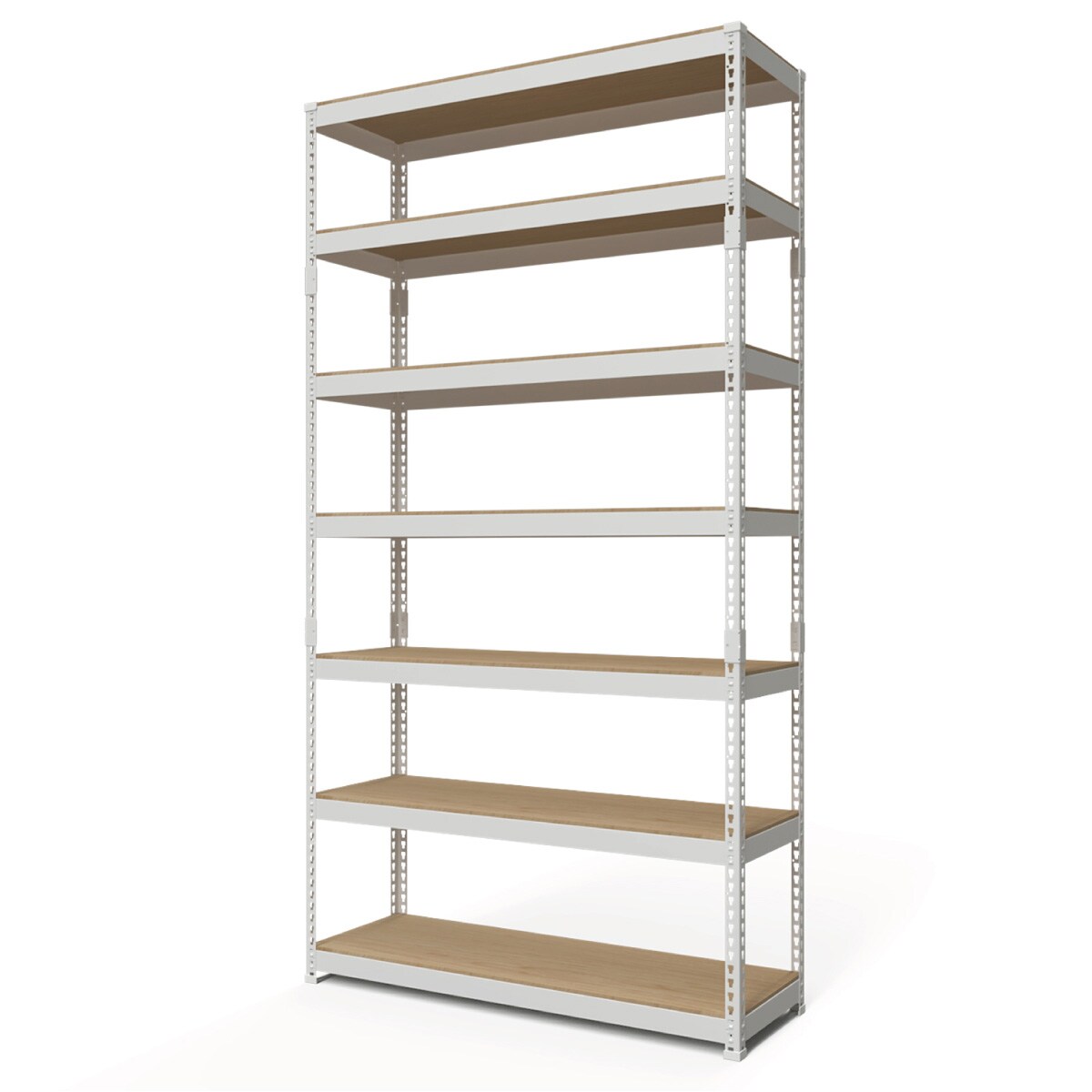 METAL & WOOD】高耐荷重 シェルフ7段 幅121cm(ホワイト/メッシュボード