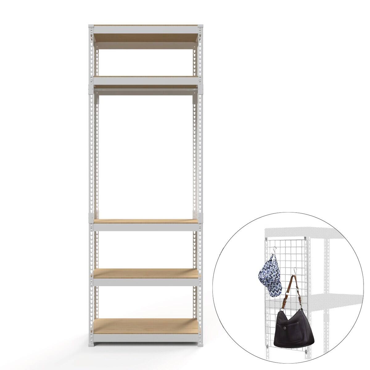 METAL & WOOD】高耐荷重 ハンガーラック 幅81cm 5段 ハンガーバー1本