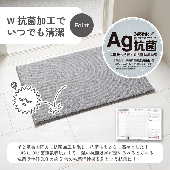 サラドラ+バスマット(45x60 Flux グレー) 6枚目画像