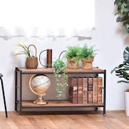 ヴィンテージスタイルのアイアンシェルフ(幅90cm ブラウン)