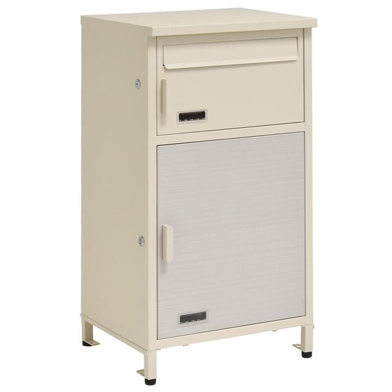 ポスト一体型宅配ボックス 62L(ベージュ×木目調ホワイト) 1枚目画像