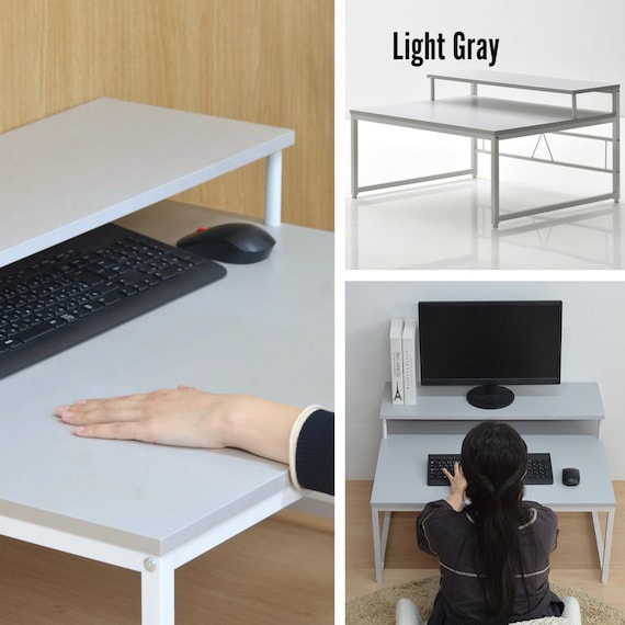 モニター台付きローデスク (LGY) 2枚目画像