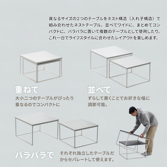 フレキシブルに使えるネストテーブル (BE) 4枚目画像