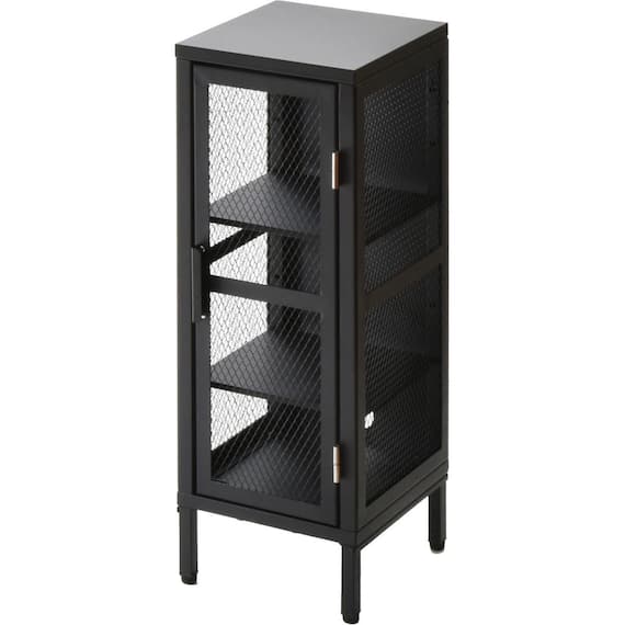 メッシュキャビネット スリム3段(ブラック) 1枚目画像