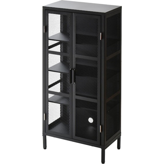 メッシュキャビネット ワイド4段(ブラック) 1枚目画像