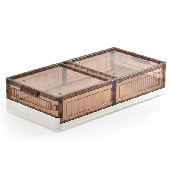 折りたたみ ベッド下収納ボックス(ブラウン) 1枚目画像