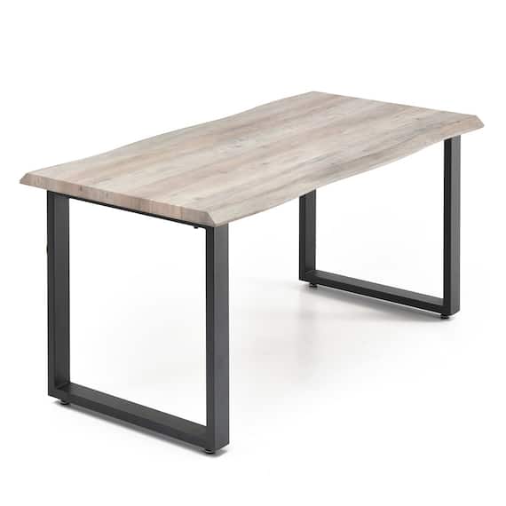 水に強い一枚板風ダイニングテーブル (幅150cm グレー) 1枚目画像