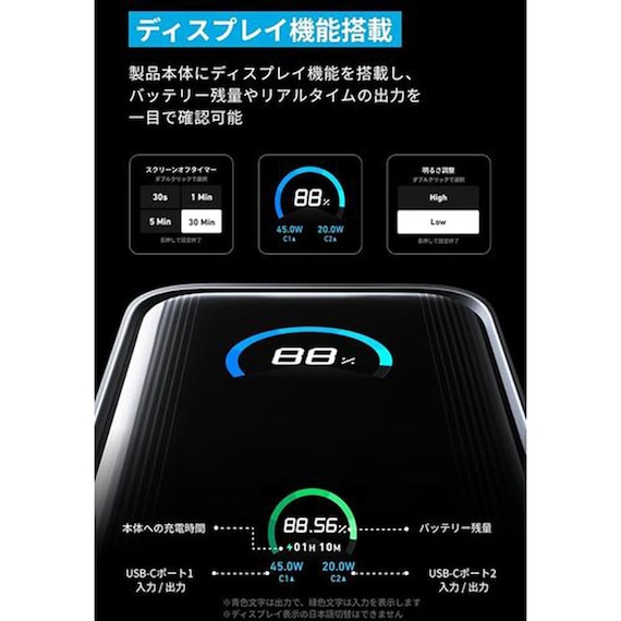 Anker Prime Power Bank (9600mAh, 65W, Fusion) ブラック 6枚目画像