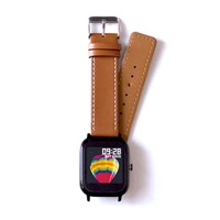 iPhone＆Android対応 スマートウォッチ バルカ レザーバンド(ブラウン SB07)