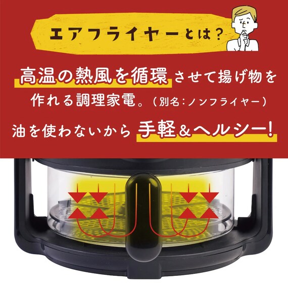 ノンオイルフライヤー1.5L(ARFR25H ブラック) 5枚目画像