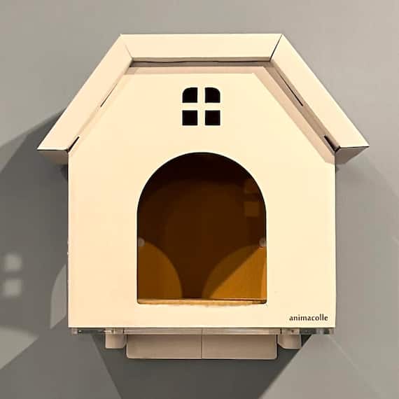 キャットステップanimacolle用 爪とぎキャットハウス(ホワイト×ホワイト) 1枚目画像