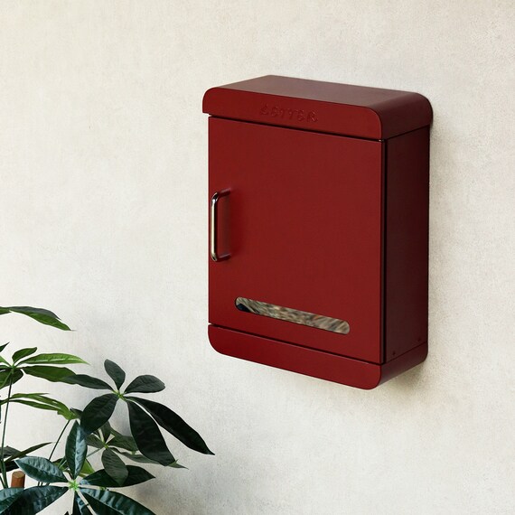 北欧風壁掛けタイプの郵便ポスト(ボルドー) 3枚目画像
