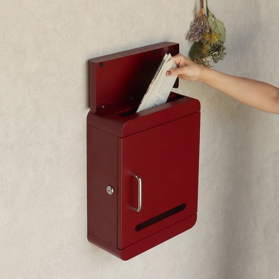 北欧風壁掛けタイプの郵便ポスト(ボルドー) 6枚目画像