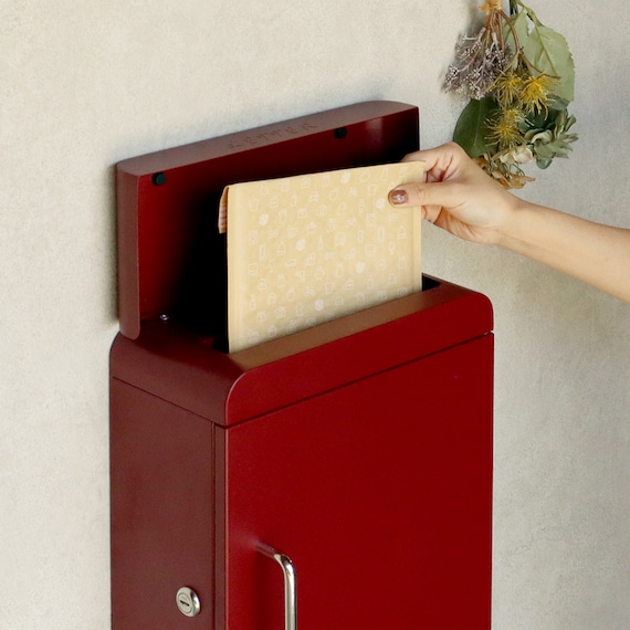 北欧風壁掛けタイプの郵便ポスト(ボルドー) 7枚目画像