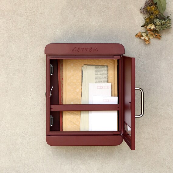 北欧風壁掛けタイプの郵便ポスト(ボルドー) 10枚目画像