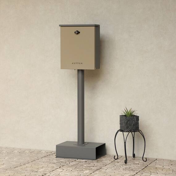 置くだけで使用可能なスタンドタイプの郵便ポスト(ミルクティーベージュ) 1枚目画像