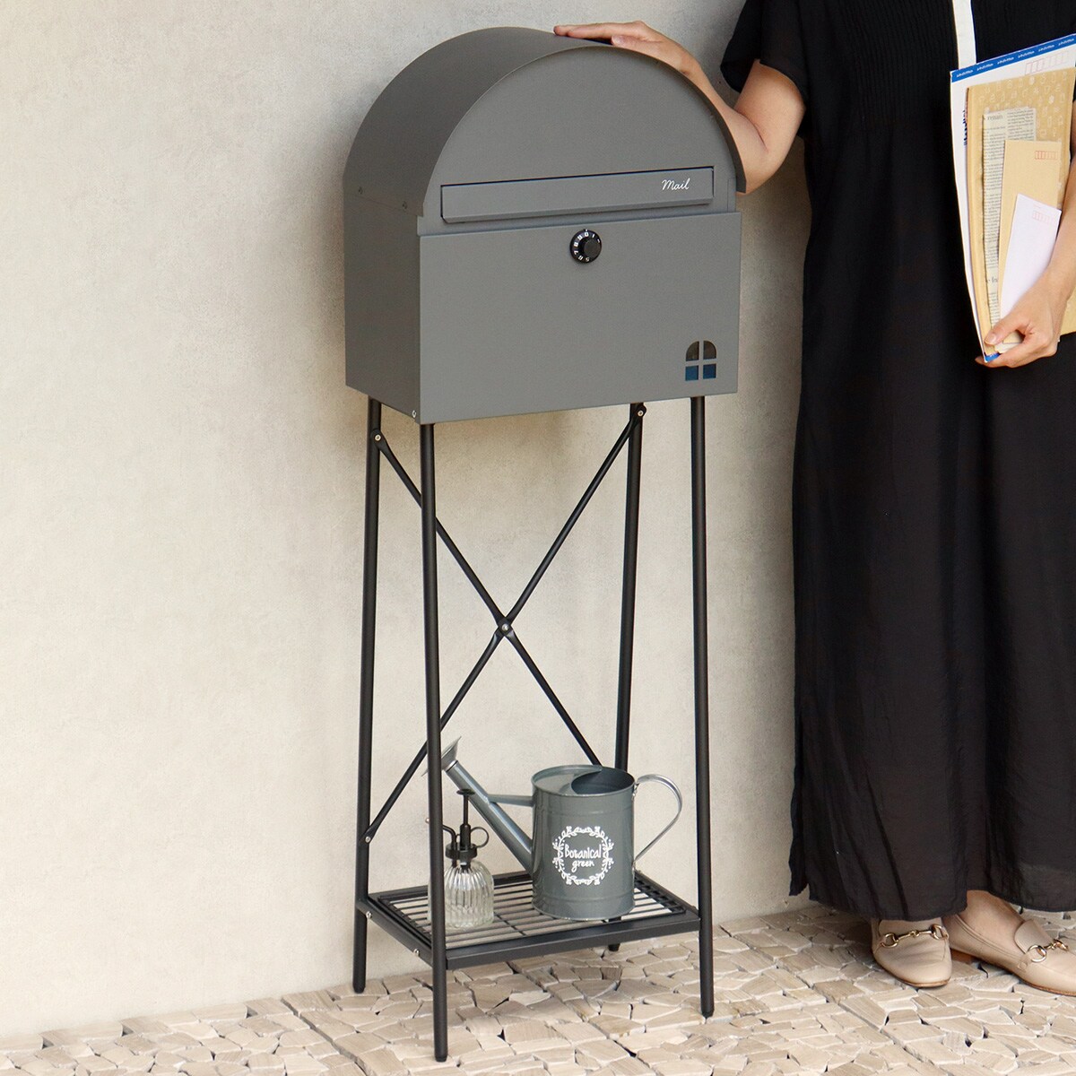 玄関をおしゃれに彩るスタンドポスト(グレー) | ニトリネット【公式