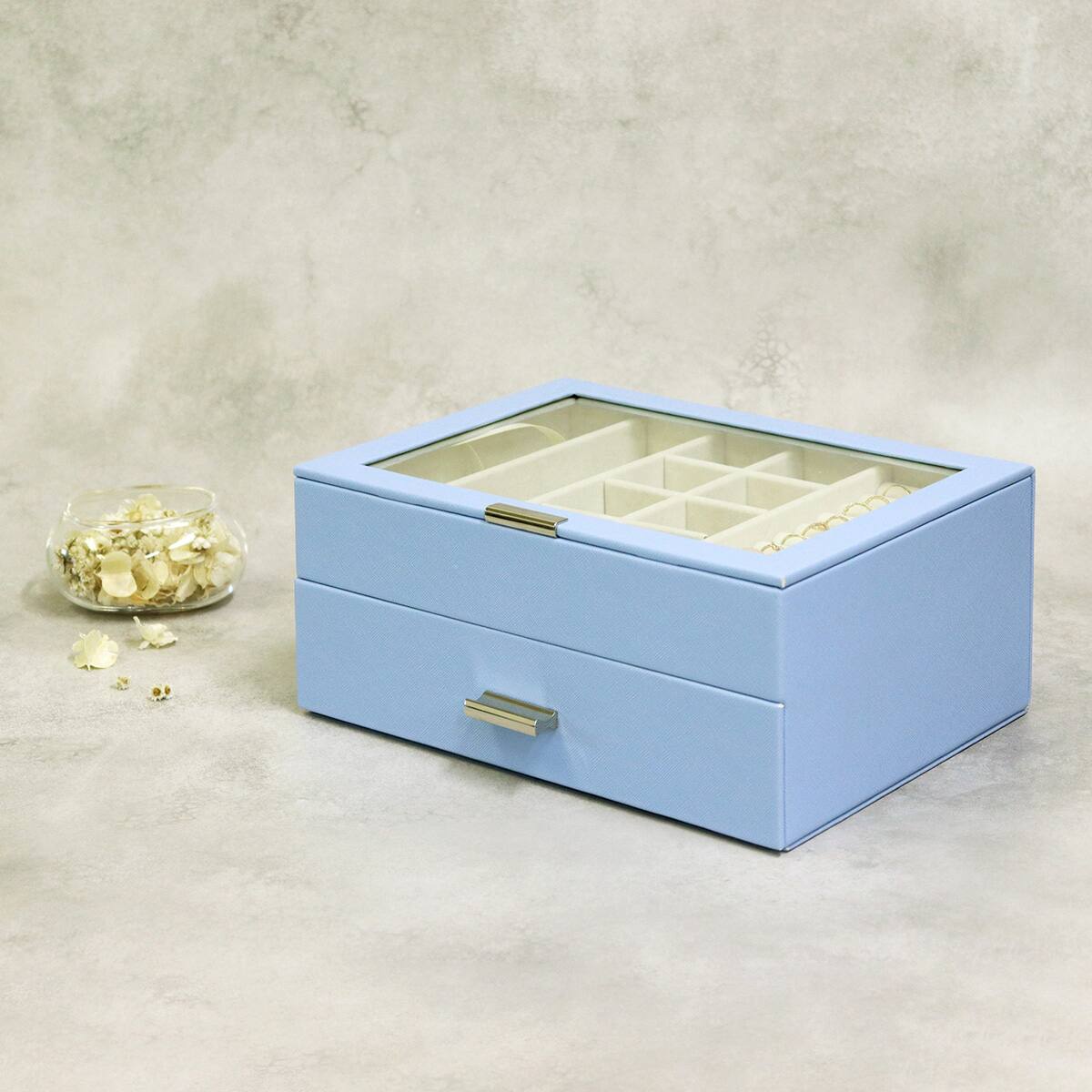 ジュエリーボックス天窓付き2段 (セレストブルー) | ニトリネット