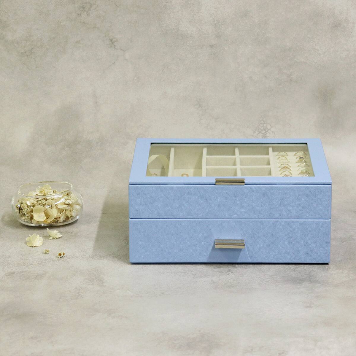 ジュエリーボックス天窓付き2段 (セレストブルー) | ニトリネット