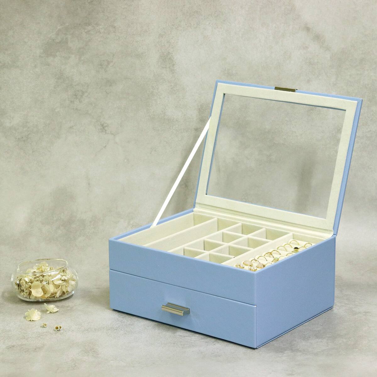 ジュエリーボックス天窓付き2段 (セレストブルー) | ニトリネット
