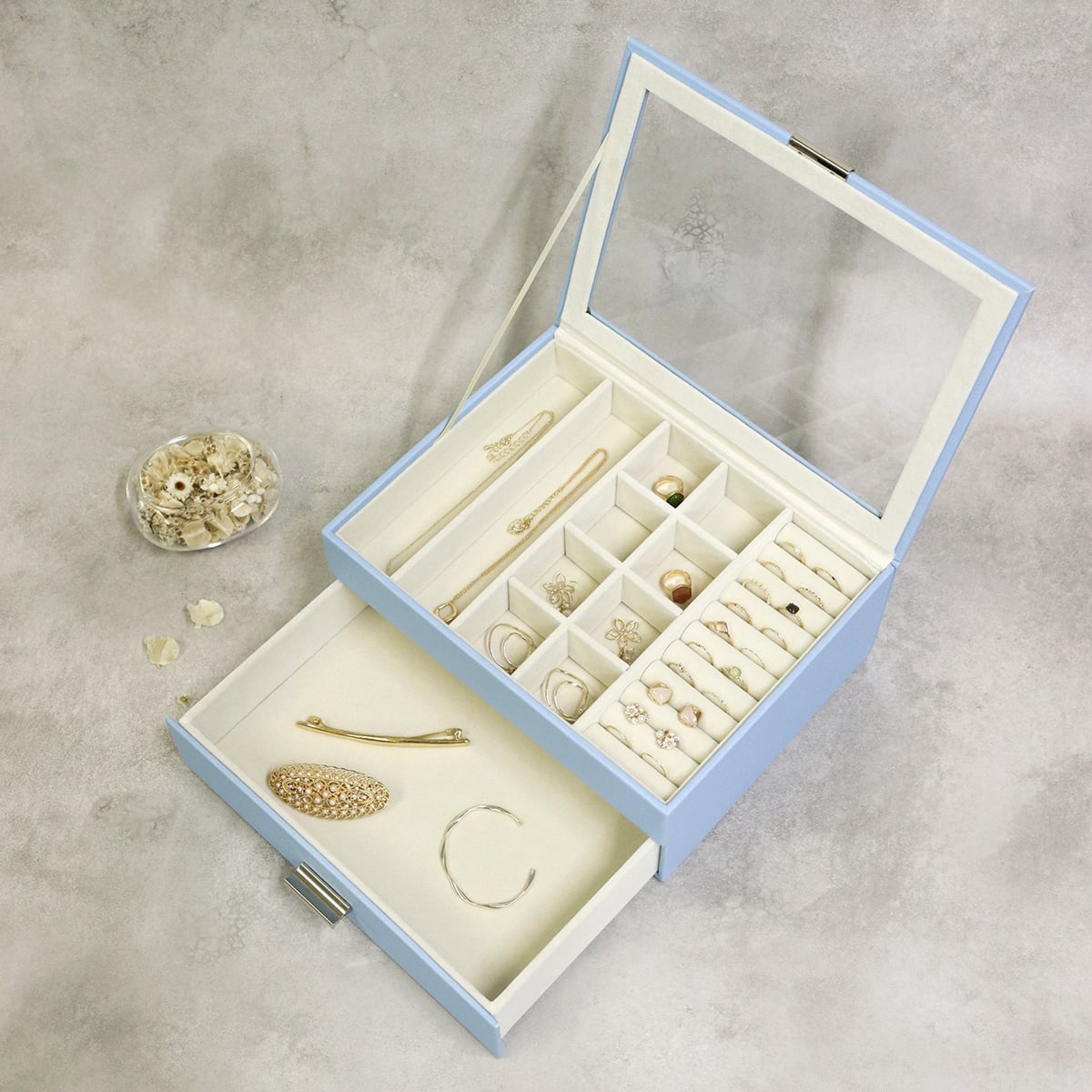 ジュエリーボックス天窓付き2段 (セレストブルー) | ニトリネット