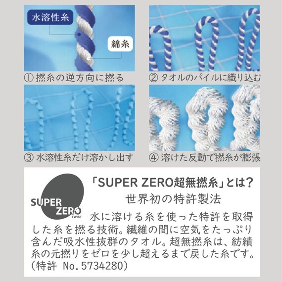 超無撚糸 フェイスタオル(ホワイト) 3枚目画像