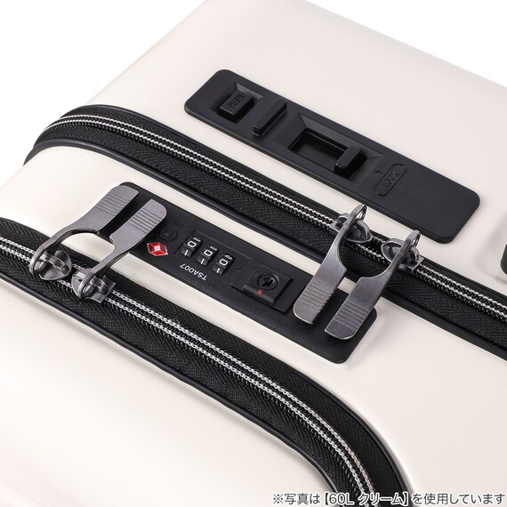 トップオープン ジッパータイプ キャリーケース 38L (クリーム) 8枚目画像