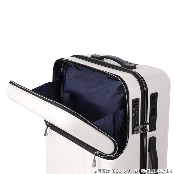 トップオープン ジッパータイプ キャリーケース 38L (クリーム) 17枚目画像