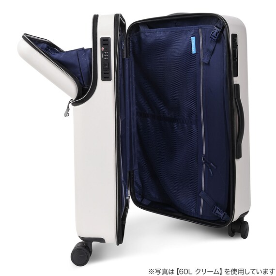 トップオープン ジッパータイプ キャリーケース 38L (クリーム) 19枚目画像