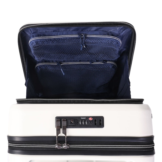 フロントオープン ジッパータイプ キャリーケース 38L (クリーム) 18枚目画像