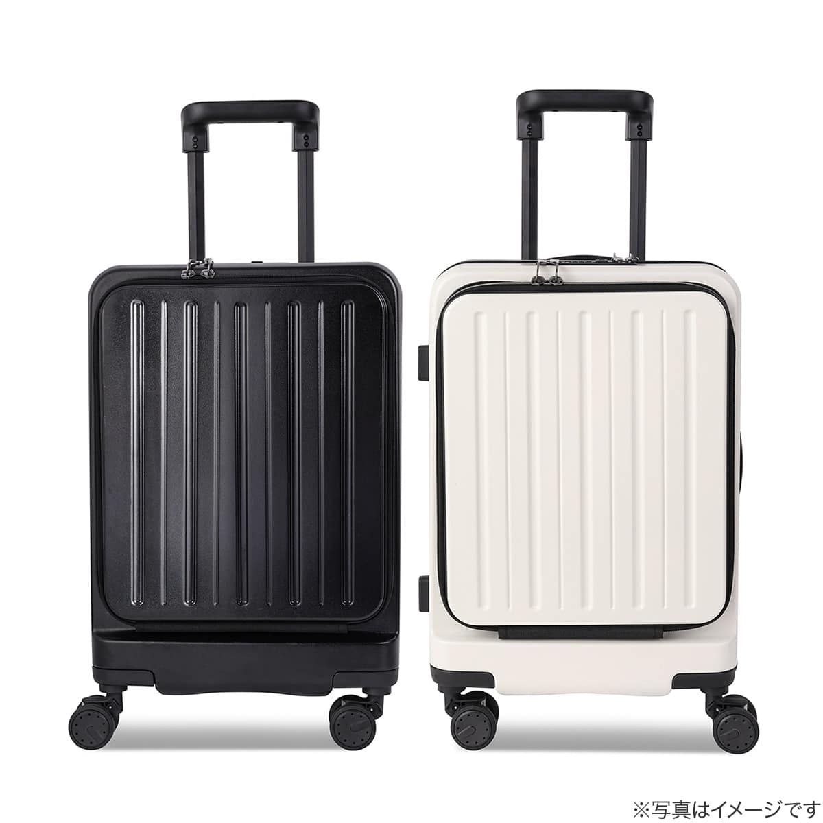 フロントオープン ジッパータイプ キャリーケース 38L (クリーム