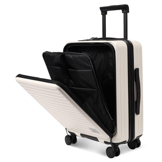 フロントオープン ジッパータイプ キャリーケース 40L (クリーム) 3枚目画像