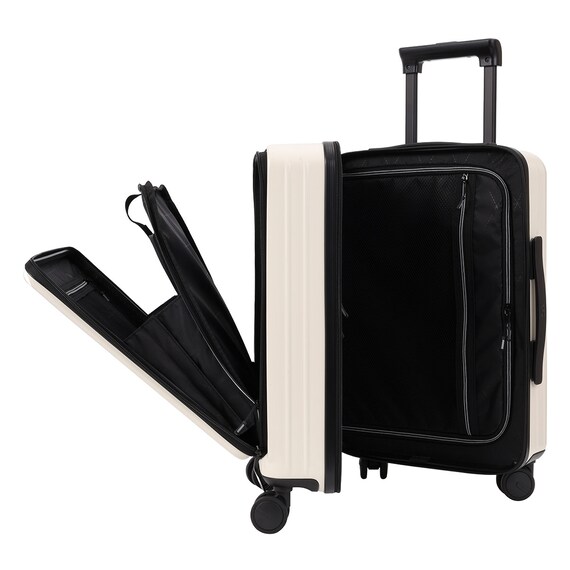 フロントオープン ジッパータイプ キャリーケース 40L (クリーム) 12枚目画像