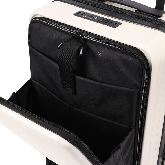 フロントオープン ジッパータイプ キャリーケース 40L (クリーム) 13枚目画像