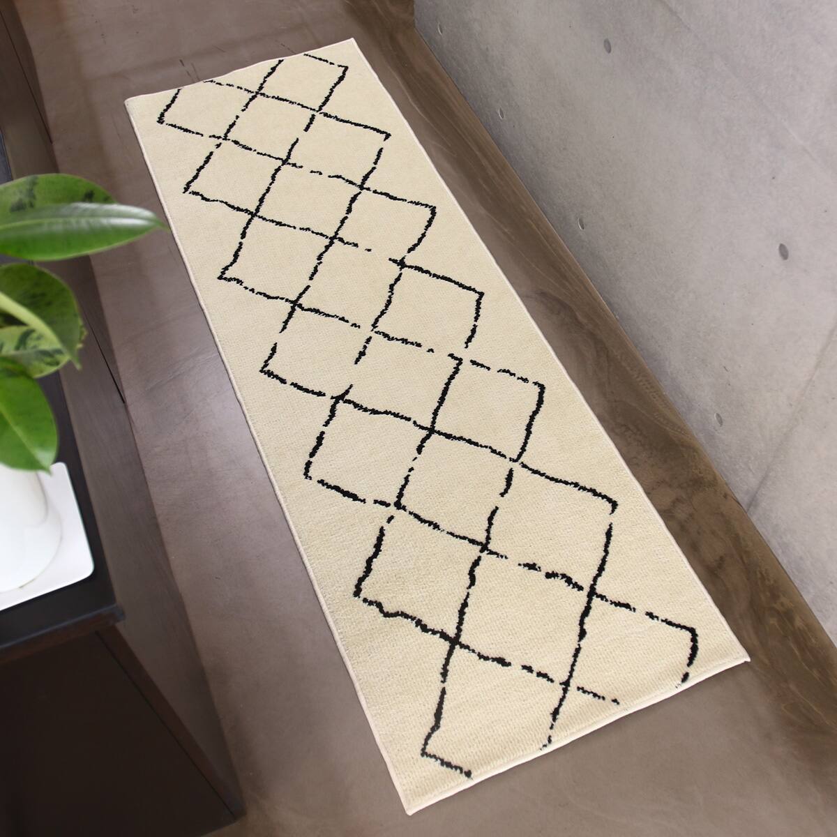 ペット対応】ベニワレン柄の高機能マット 70×105cm (FRL アイボリー