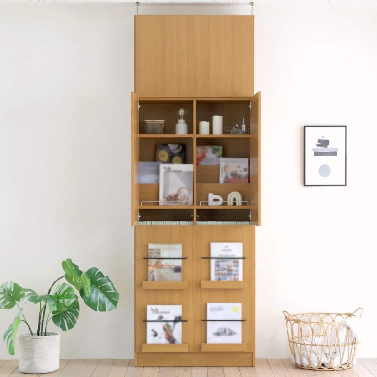 表紙を見せて収納できる本棚 [深型タイプ] (幅42cm ハイタイプ 扉付き