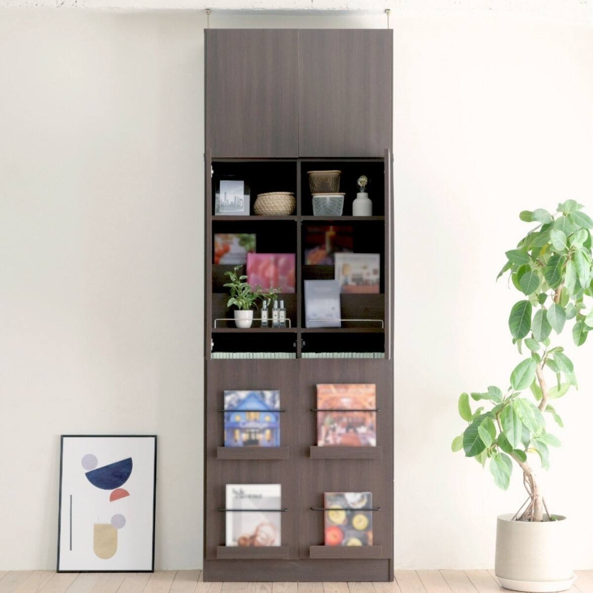 表紙を見せて収納できる本棚 [深型タイプ] (幅42cm ハイタイプ 扉付き