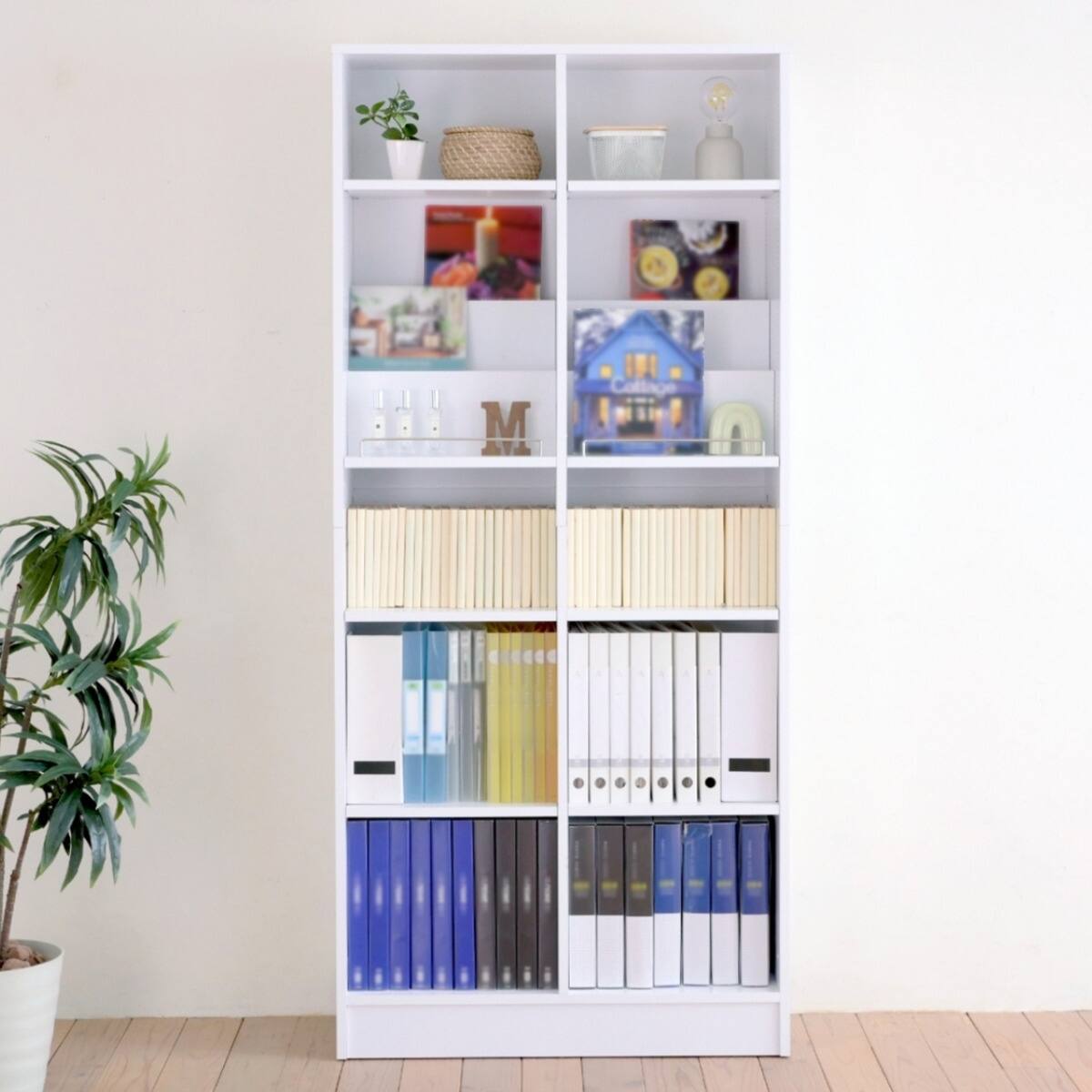 インテリア棚 白 表紙を見せて収納できる本棚 [深型タイプ] (幅81cm ホワイト) | ニトリ